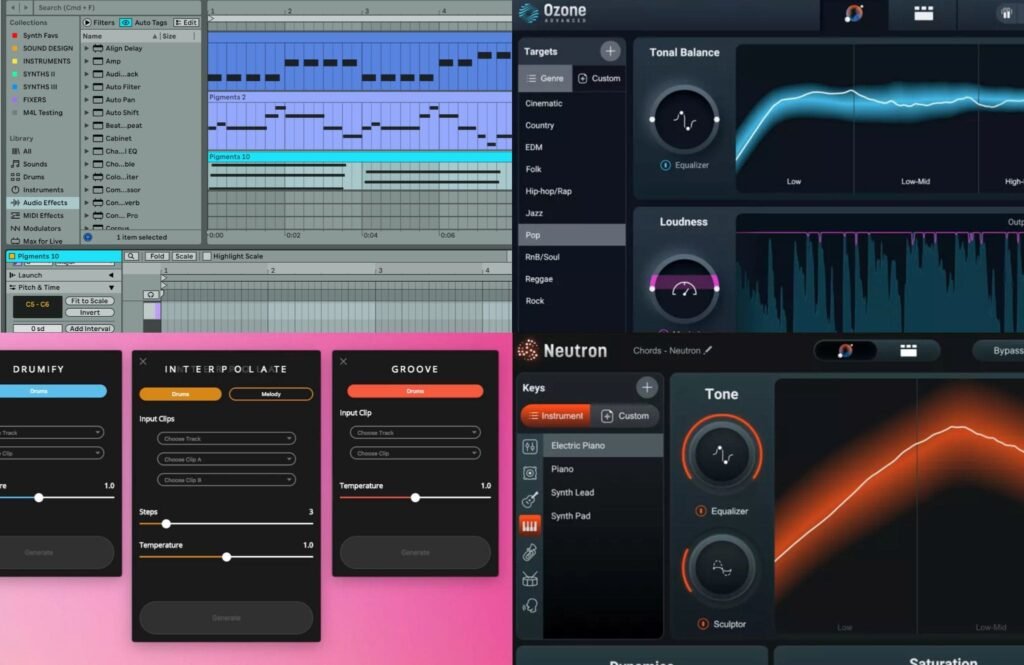 AI music production tools enhancing modern music production workflow with artificial intelligence